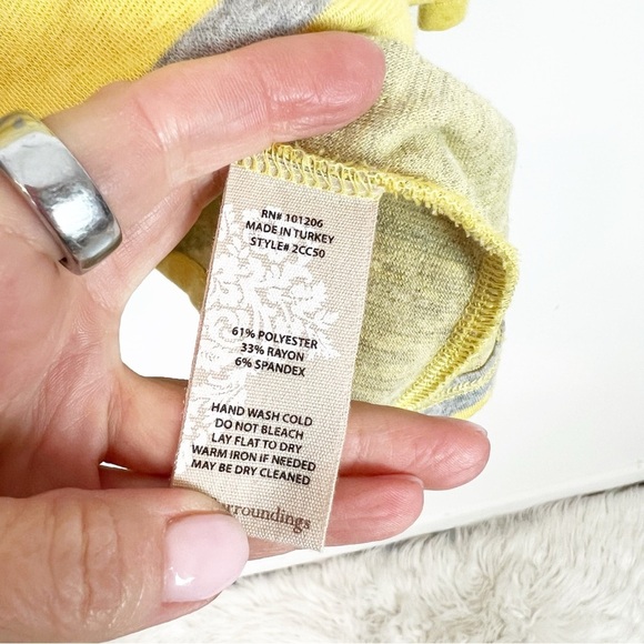 SOFT SURROUNDINGS YELLOW GRAY STRIPE PARKER TUNIC SHIRT WOMENS SZ XS - Picture 4 of 5